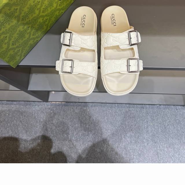 Size 38-46 Gg high-end men's summer slippers, classic monogram series, one-strap