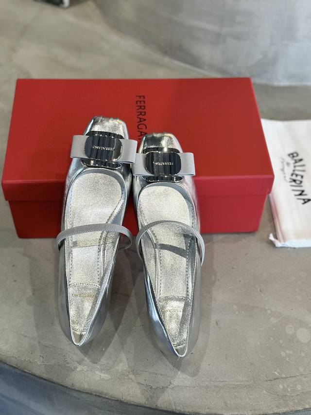Factory P Price Ferraga*O 25Ss Ferraga*Mu! New bowknot thick heel ballet shoes C