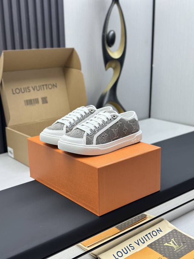 Real price couple's top version white shoes Lv Donkey L Time Out series presbyop