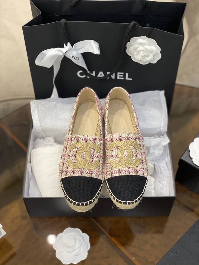 Tweed embroidered logo style Chane* classic spring and summer new product Espadr