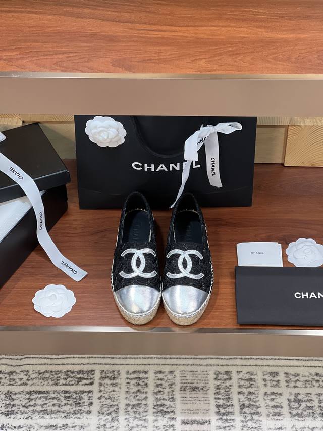 Chane* 24C Spring new product Espadrilles fisherman shoes, Chanel classic style!