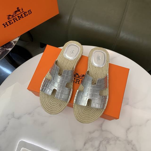 factory high-end version. Hermes men's slippers casual style, counter quality co