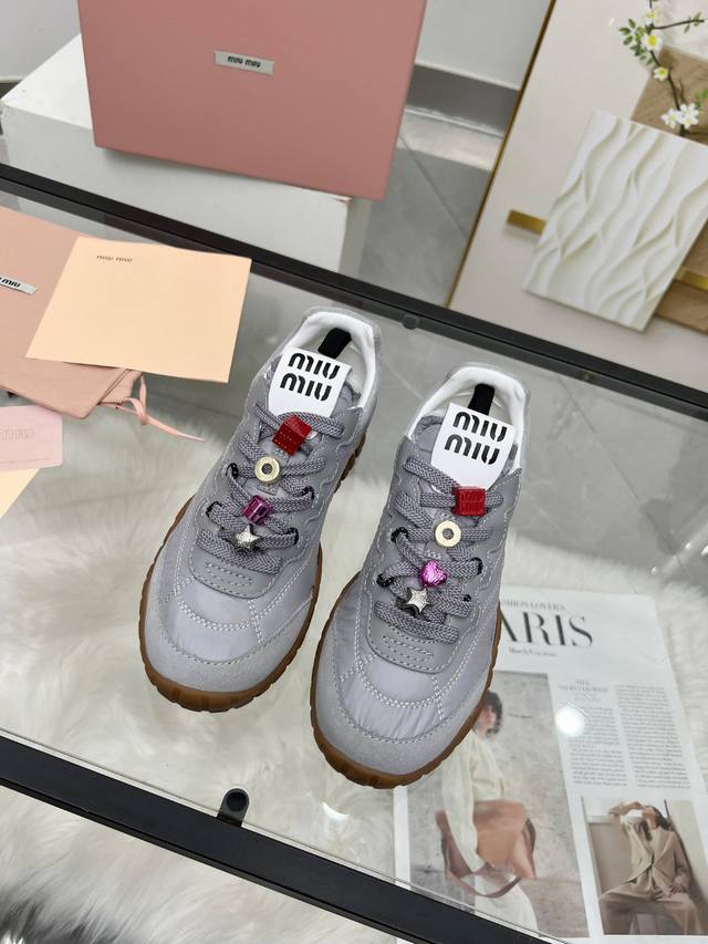 Miu Miu 25Ss Spring/Summer new model catwalk Miumiu Dexun casual shoes show craf