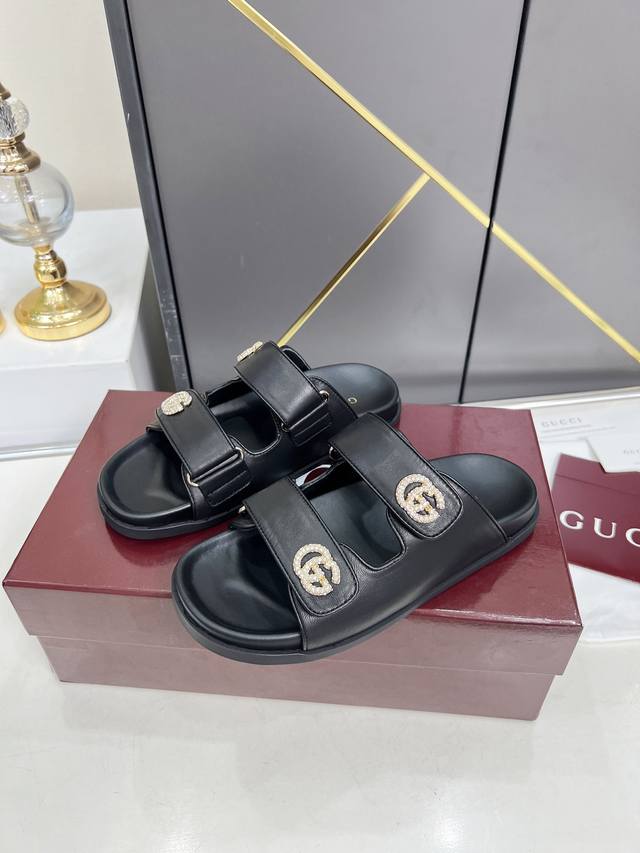 Gucci sandals, made from top-grade cowhide, soft, delicate, breathable and skin-
