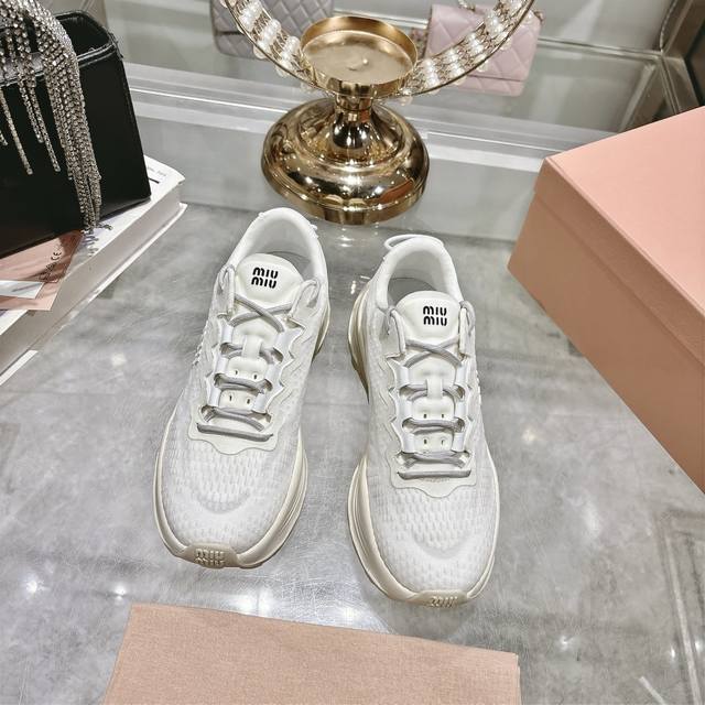Factory Miumiu New Arrival~Miu's 25Ss new hot style is coming, mesh thick-soled