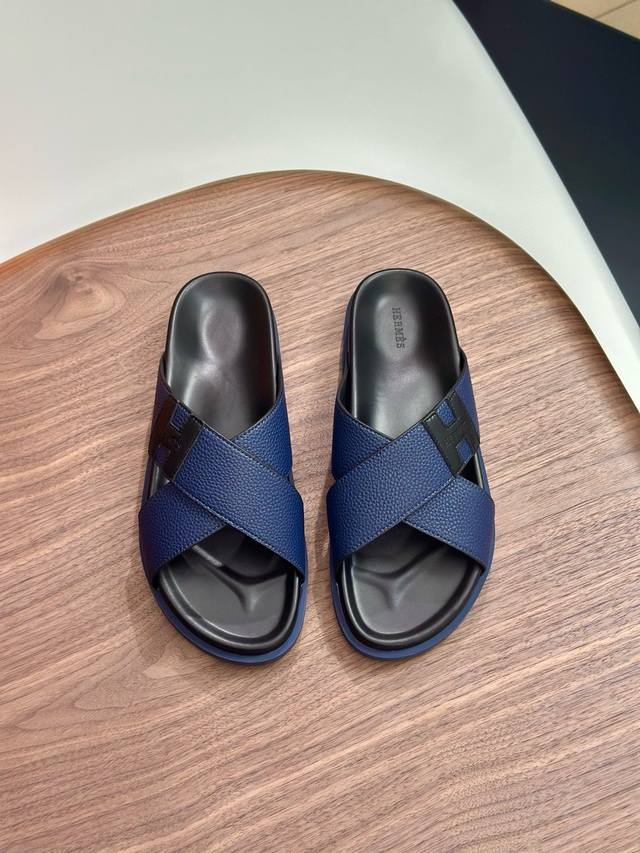 New Hermes slippers, made of cowhide, with wear-resistant and non-slip TPU outso