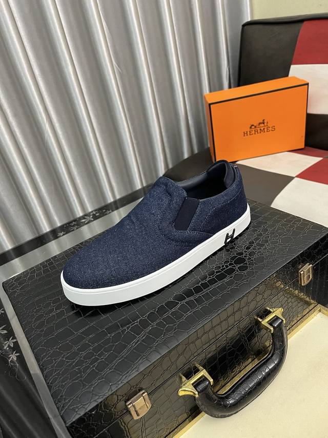 Factory Price Pp: Hermes Hugo sneakers for men, this pair of sneakers is made of