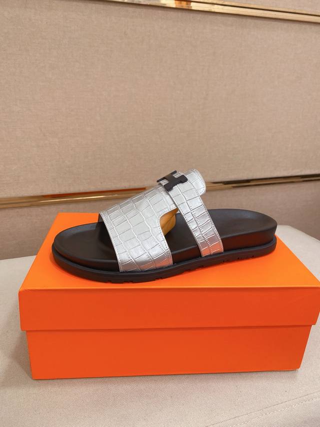 Factory P price Hermes top purchasing men's spring and summer slippers counter s