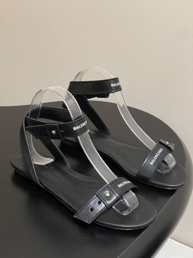 25 Spring/Summer new Balenciaga buckled flat sandals, cross-back strap sandals T