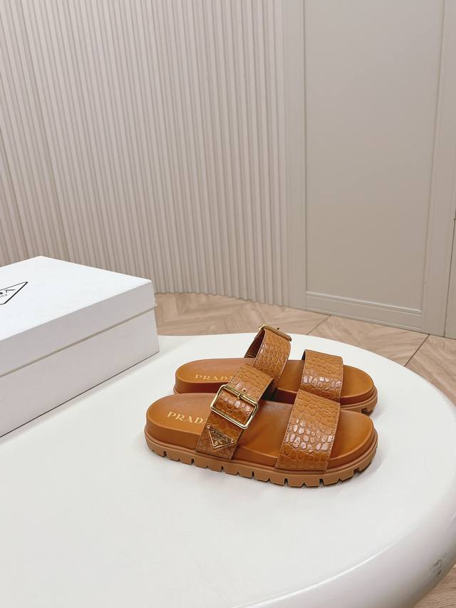 New leather, new color Prada's new spring and summer slippers, thick-soled slipp