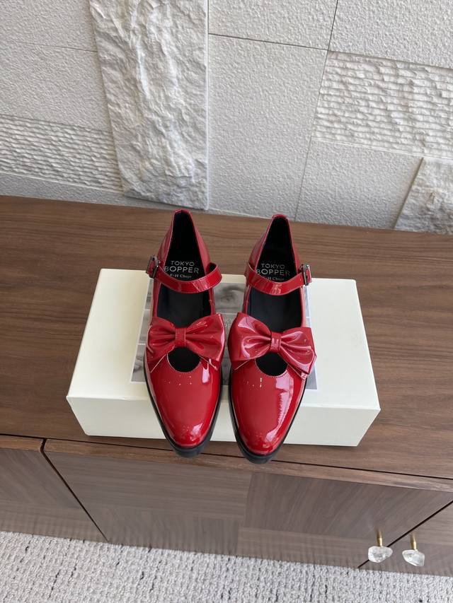 Top version: Tokyo Bopper Niche fashion brand 25Ss new bow Mary Jane leather sho