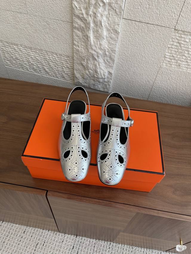 Top version: Dongguan goods Hermes Kamilla series Mary Jane slingback sandals Pe