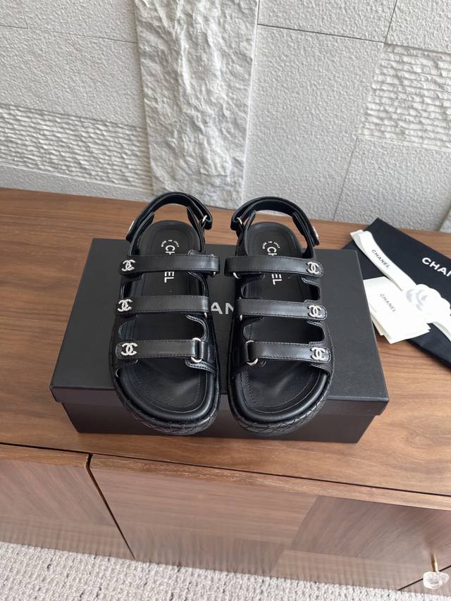 Top version: Slippers Sandals Chanel Xiaoxiang 25Ss New Summer Double C Crystal