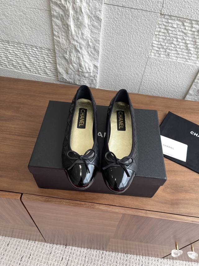 Top version: Chanel 25Ss Spring and Summer New Double C Bow Flat Ballet Shoes Ma