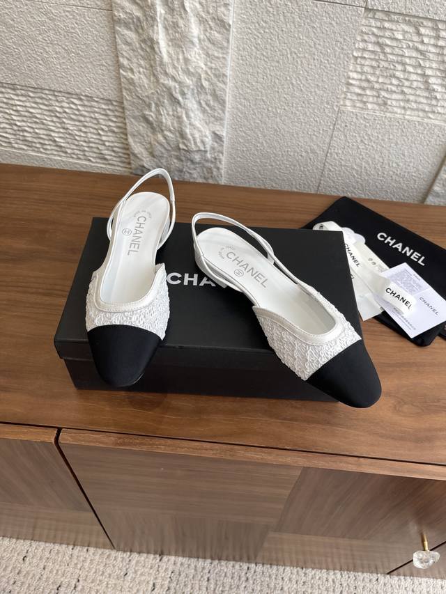 Top version: Chanel 2025B summer new denim woolen sandals, slippers, single shoe