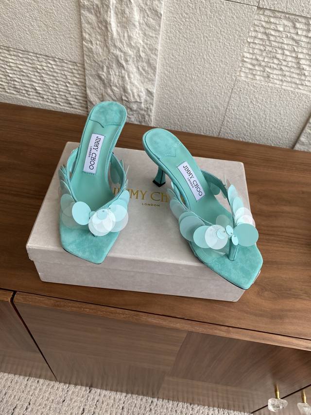 Top version: Jimmy Choo Jimmy Choo 25 summer new product sequined square toe fli