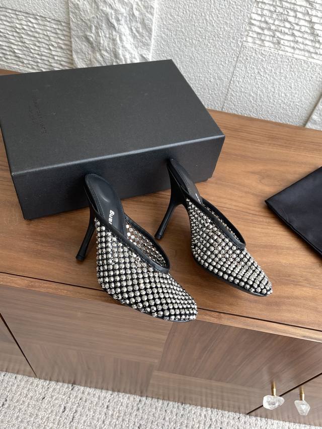 Top version: Alexander Wang 25Ss closed toe crystal diamond high heels Aw King s