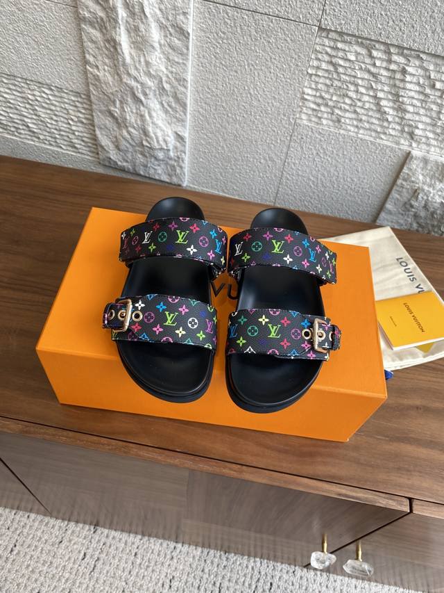 Top version: Slippers Sandals Lv Louis Vuitton Takashi Murayama co-branded Velcr