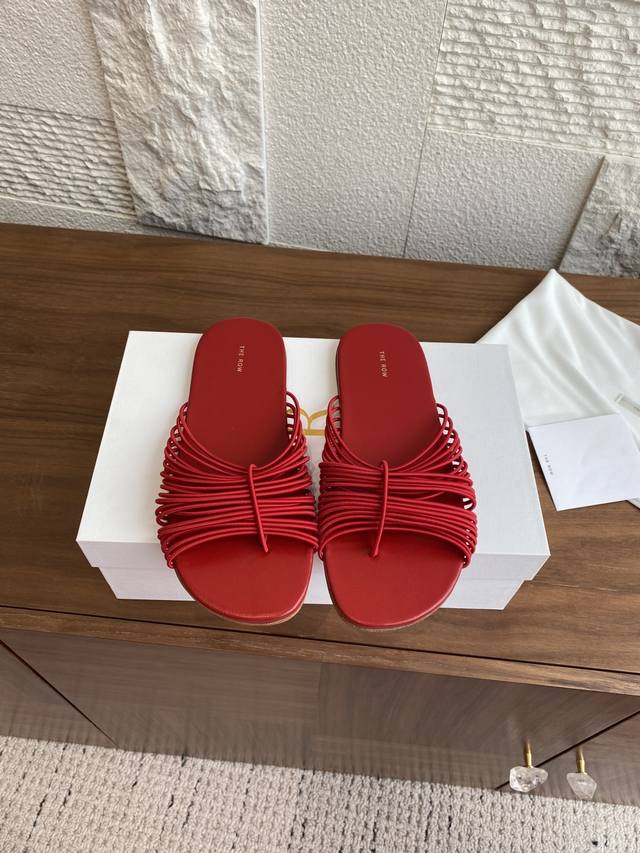 Top version: The Row 25Ss new summer elastic rope thin strap thong toe clip flat