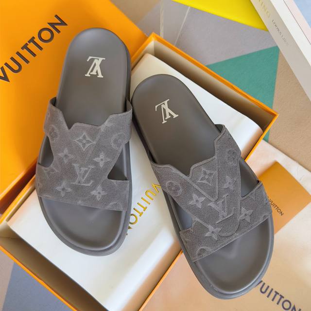 Top version: Men's Lv Louis Vuitton L's Oasis series thick-soled sandals Origina