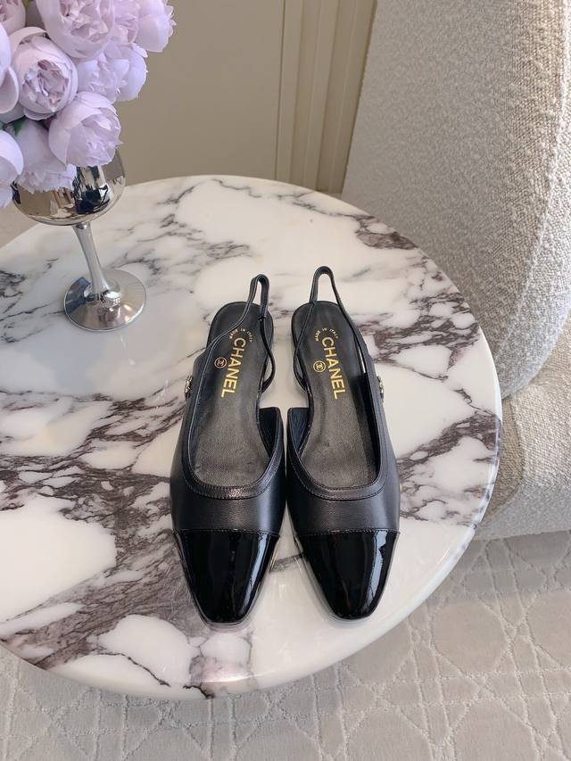 Factory Price P Chane* Classic Sling Back Flat Shoes You can never go wrong with