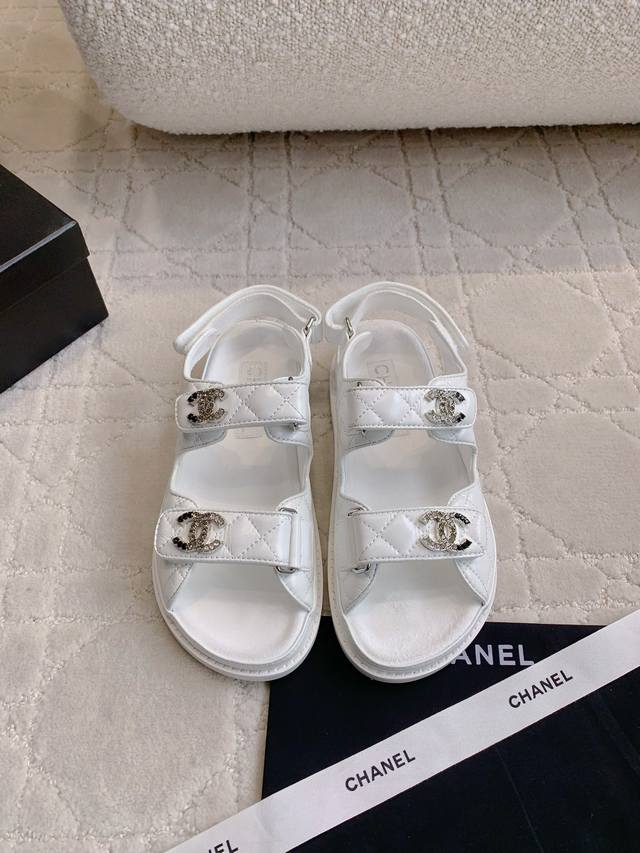 Factory Price P Chane* Classic Velcro Sandals Top Quality! Simple and versatile