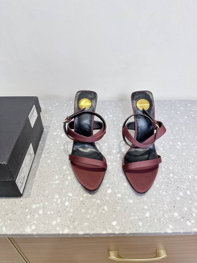 Saint Laurent 25Ss Spring and Summer new wedge heel high-heeled strappy sandals