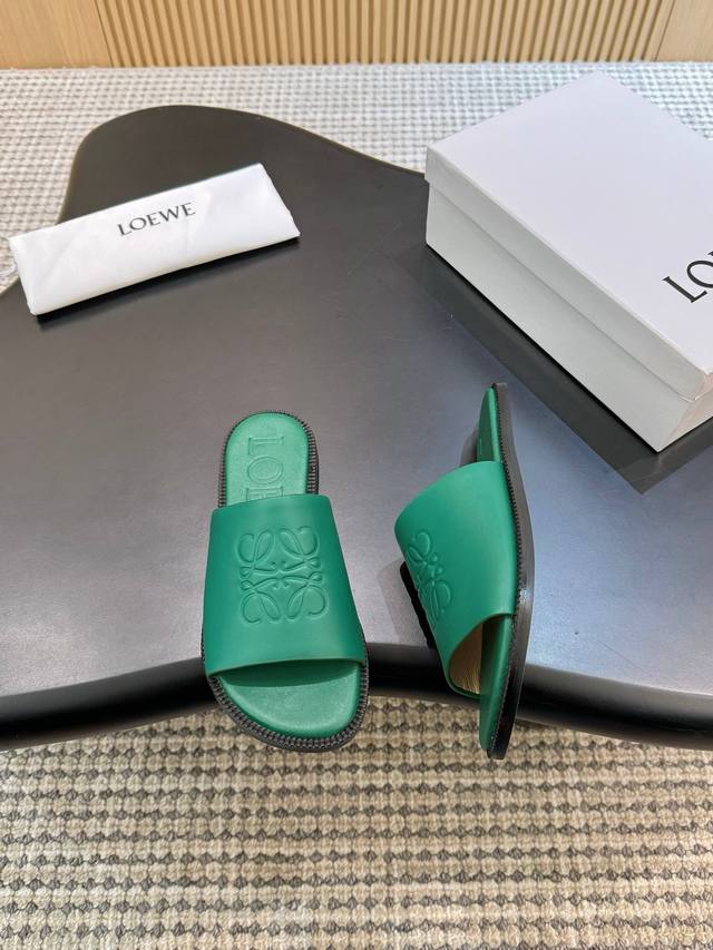 Rubber leather sole +40, Loewe 25th season spring and summer new flat slippers f