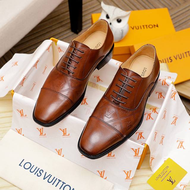 Louis Vuitton new men's casual business leather shoes are copied from the offici