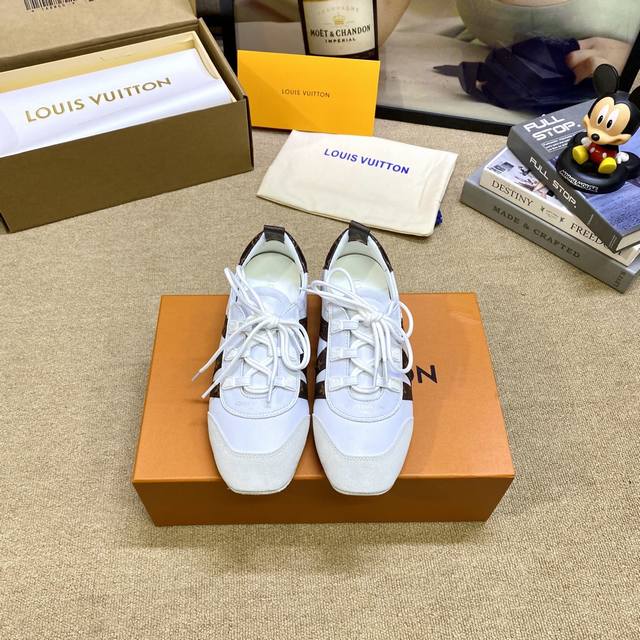 New Lv Sneakerina ballet-style sneakers are made of soft sheepskin with suede co
