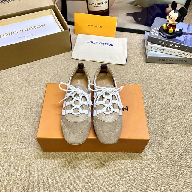 New Lv Sneakerina ballet-style sneakers are made of soft sheepskin with suede co