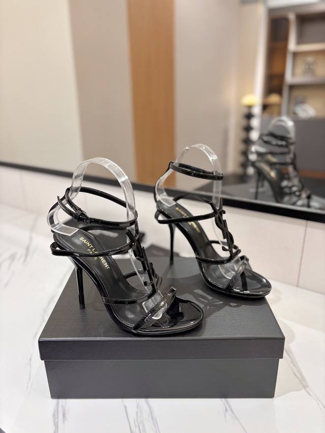 Factory P direct sales Saint Laurent YSL letter metal buckle paint heel high hee