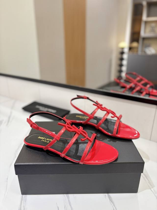 Factory P direct sales Saint Laurent YSL popular high-heeled sandals. Metal Logo