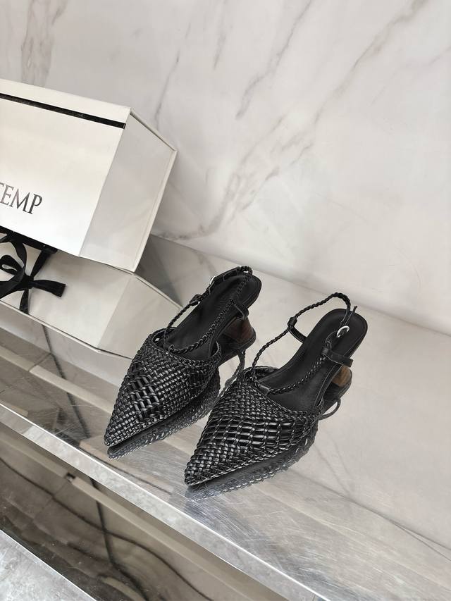 Cotemp 2025 new kitten heel woven sandals The king of beautiful shoes strikes ag