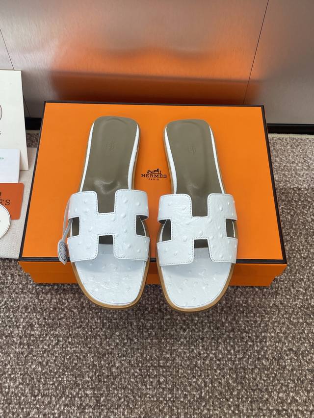 Factory P price P Hermes Spring and Summer Classic Oran Colorblock Flip Flops Wo