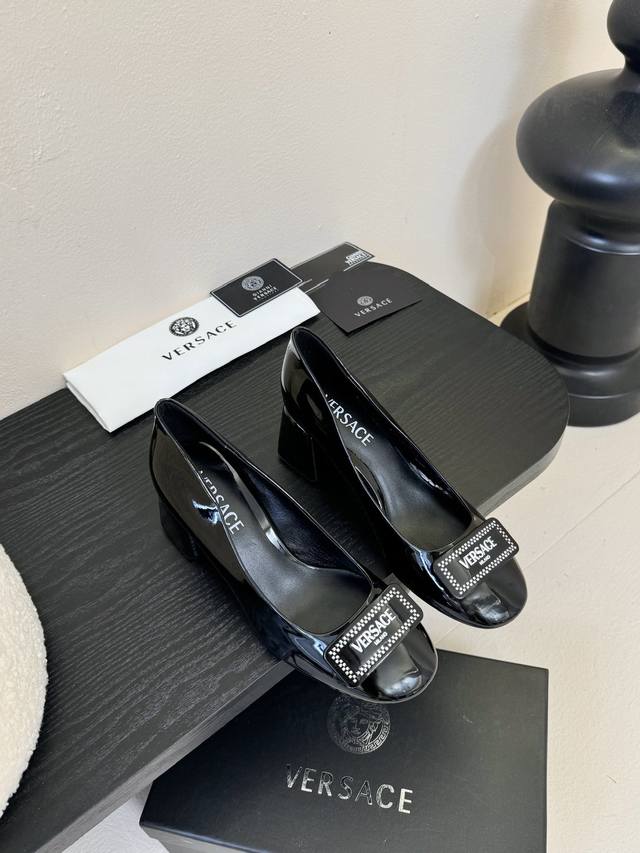 Versace 2025 Spring/Summer New Bow Round Toe Mary Jane High Heels Milan Show Sam