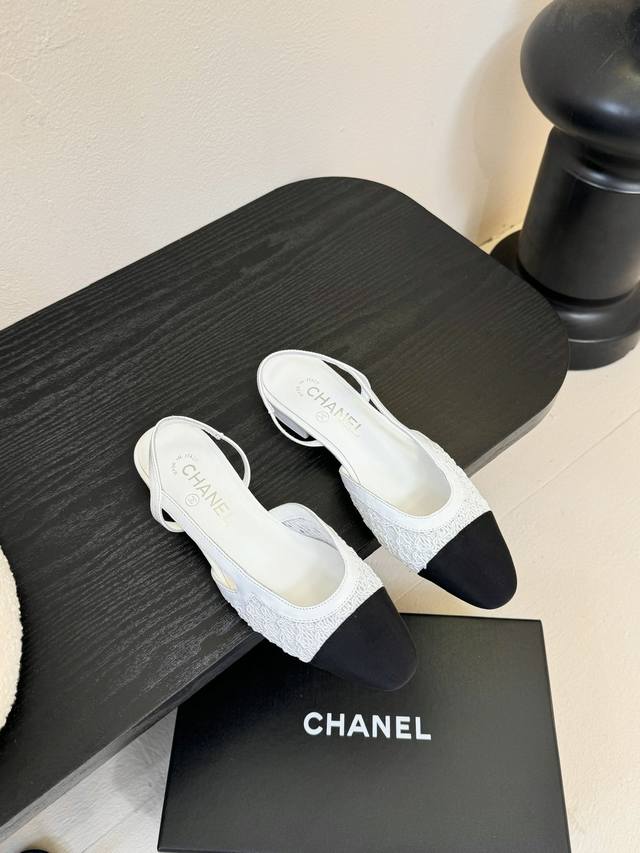 Chane*25S Chanel early spring hit woven Mary Jane closed toe single sandal A mus