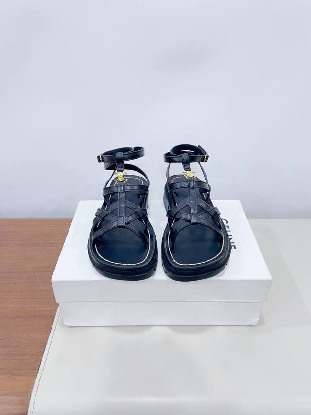 -Ss new Celine retro Roman sandals No pressure in and out of the counter, heavy-