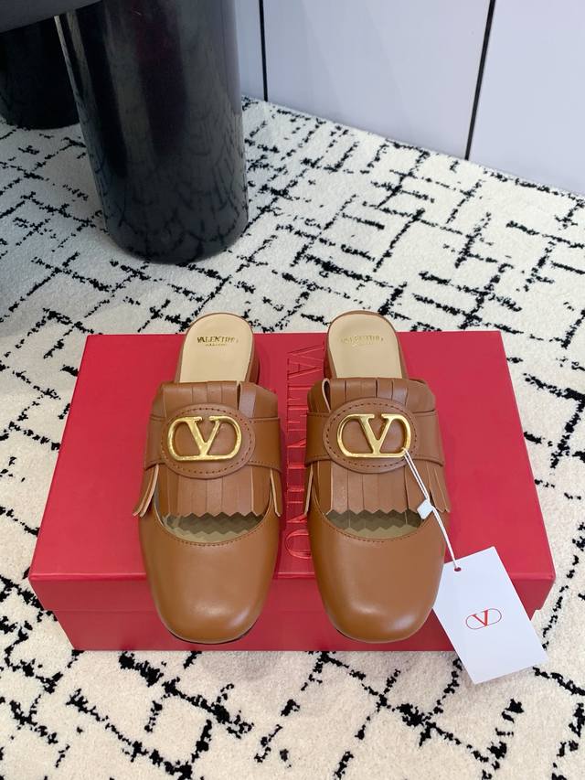 single shoes, slippers 390, Valentino 2025Ss early spring new tassel large V buc
