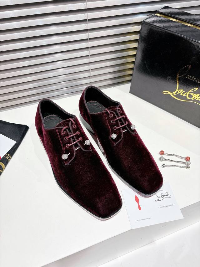 Beaded lace-up burgundy velvet style Genuine leather sole The elegant Chambeliss