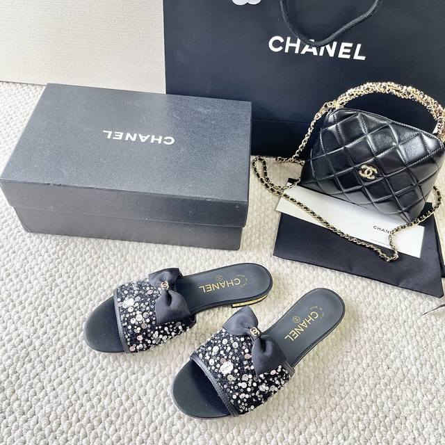 Chanel Chanel new small crystal bow flat sandals Regular size: 35-39 Custom size