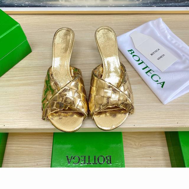 factory. 6.5 heel Bv Blink series slippers 15mm braided single shoes genuine lea