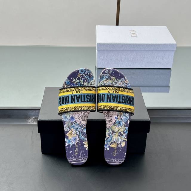 Top version flat mid-heel Dior spring and summer new upgraded embroidered slippe