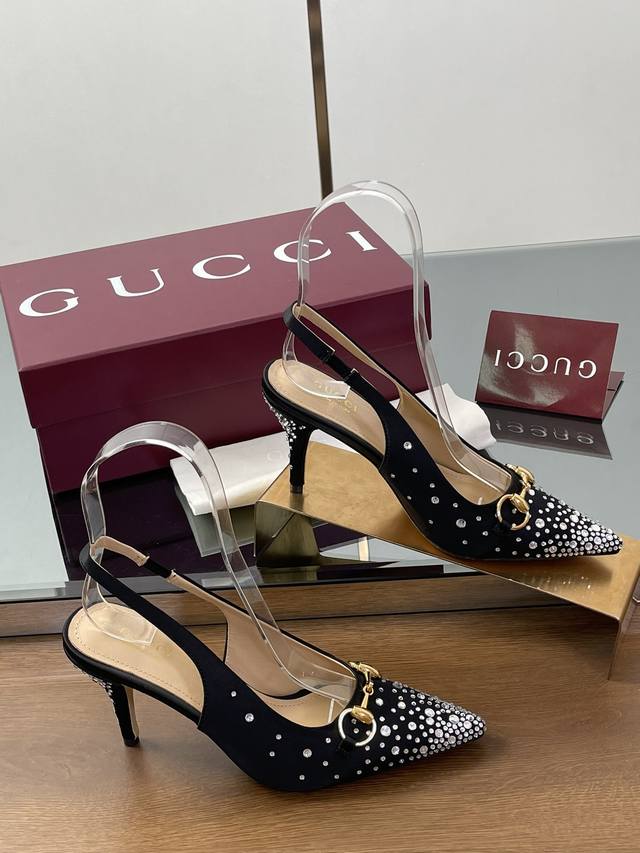 2025 Early Spring G Home New Gucc Horsebit Pointed Shallow Hot Diamond Shoes Hig