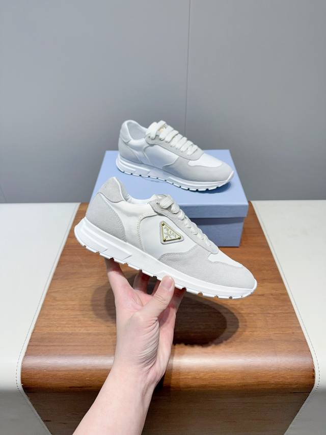 Prad* Prada 25Ss spring and summer new triangle logo sports shoes high mercerize
