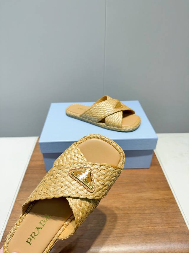 Prada straw woven sandals, a must-have for summer travel, a must-have for celebr