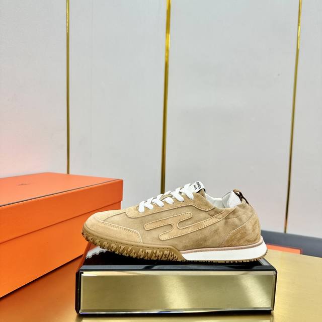 Men's size +10 Hermes top version # Hermes Deep series couple's white shoes casu