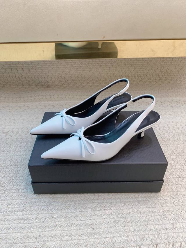 Balenciag*Ss25 new bowknot back sandals Material Upper: imported silk surface im