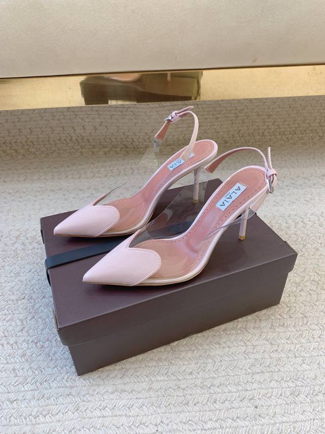Alaia Ss25 new style new color heart-shaped high heels Original last top quality