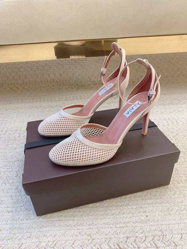 Alaia Ss25 new mesh strap hollow sandals Original last, top quality Material Upp